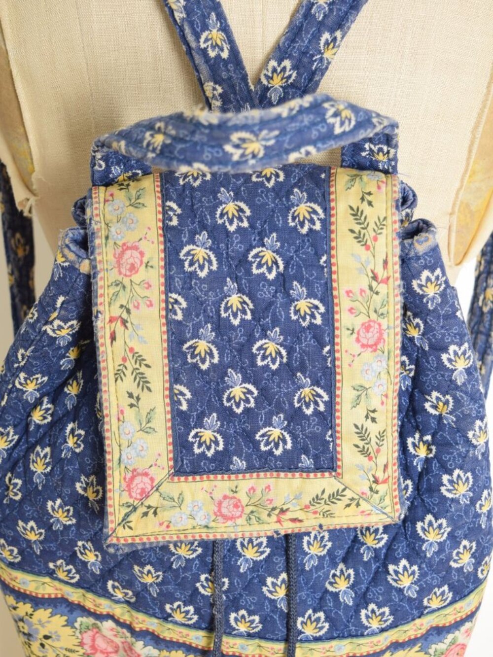 vintage Vera Bradley baby backpack purse small bag blue floral print quilted - Picture 3 of 10